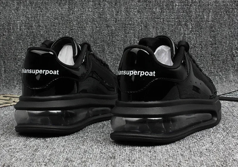 Luxury Patent Leather Sneakers for Men & Women | Air Cushion Casual Fashion Shoes