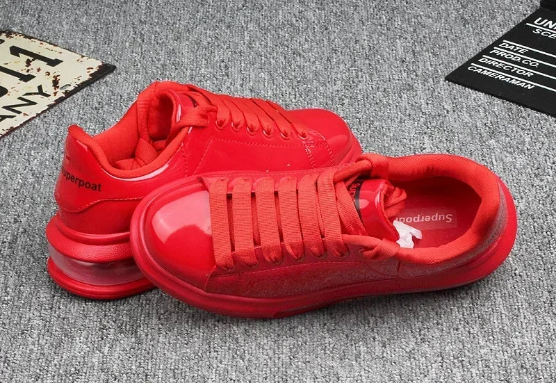 Luxury Patent Leather Sneakers for Men & Women | Air Cushion Casual Fashion Shoes