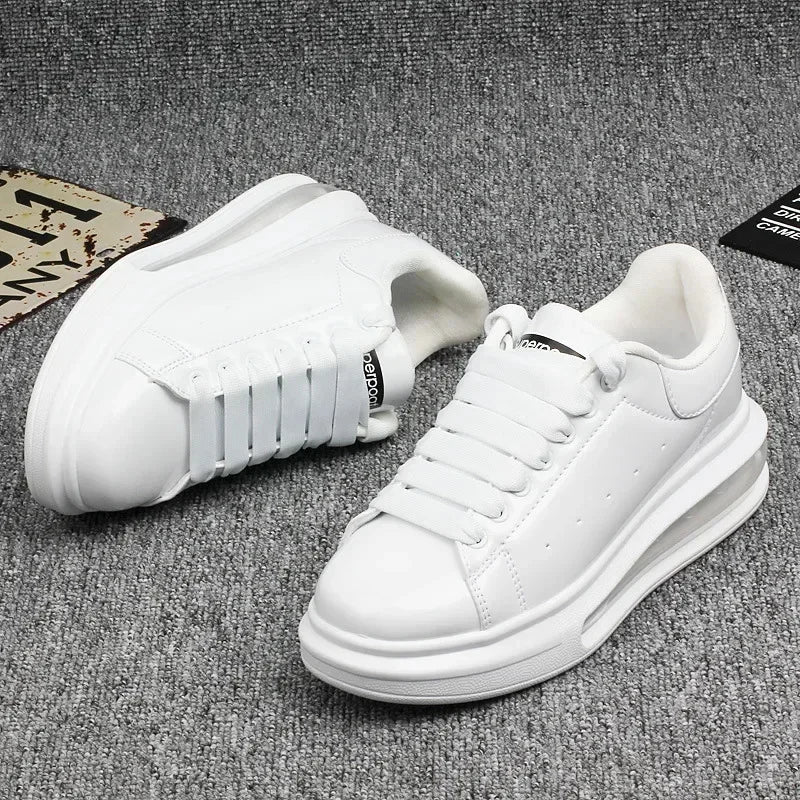 Luxury Patent Leather Sneakers for Men & Women | Air Cushion Casual Fashion Shoes