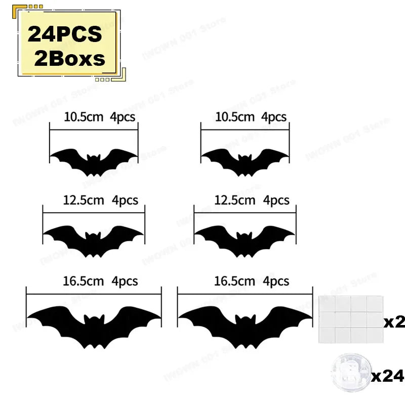 LED Bat & Spider Wall Stickers – Halloween Night Light