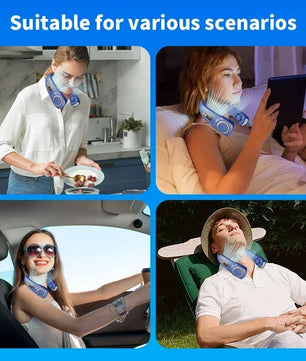 Portable Neck Fan – Hands-Free Wearable USB Rechargeable Personal Cooling Fan