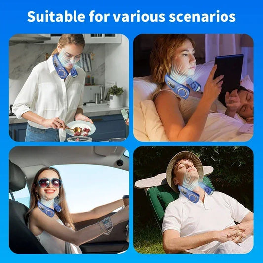 Portable Neck Fan – Hands-Free Wearable USB Rechargeable Personal Cooling Fan