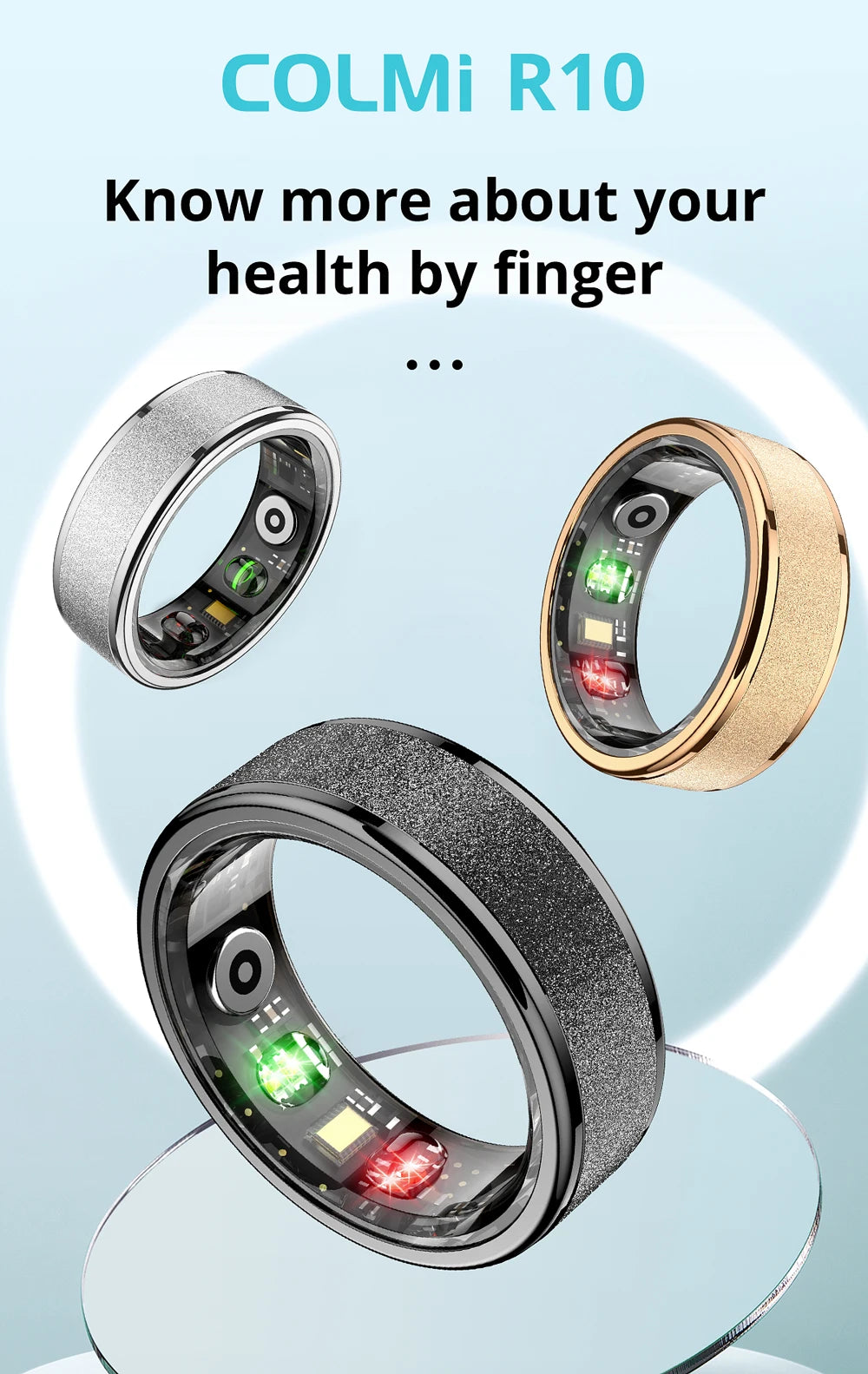 R10 Smart Ring with Charging Case for Men Women, Health and Sleep Monitor, 5ATM Waterproof Fitness Tracker