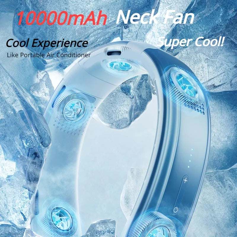 10000mAh Rechargeable Neck Fan – 3-Speed Bladeless Portable Fan