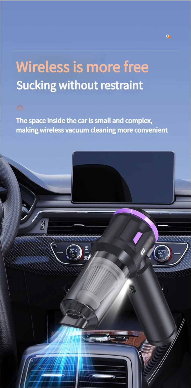 17000Pa Brushless Portable Handheld Cleaner for Car & Home – Wireless Mini Dust Remover