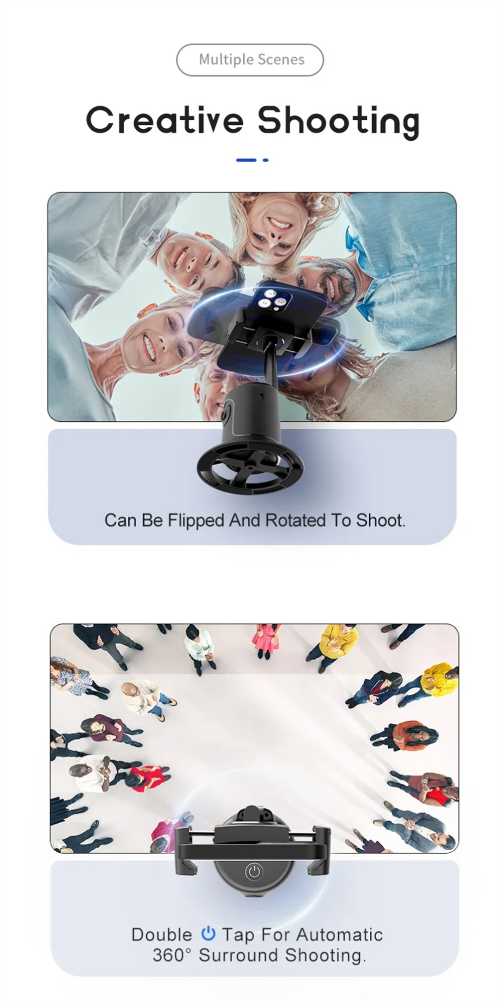 360 Auto Face Tracking Gimbal AI Smart Gimbal Face Tracking Auto Phone Holder for Smartphone Video Vlog Live Stabilizer Tripod