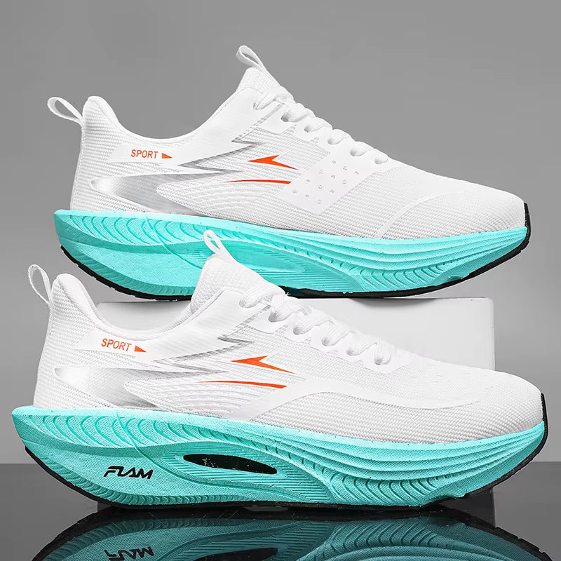 Marathon Men Sports Running Shoes Carbon Board Air Cushion Breathable Lightweight Women'S Comfortable Athletic Nonskid Sneakers