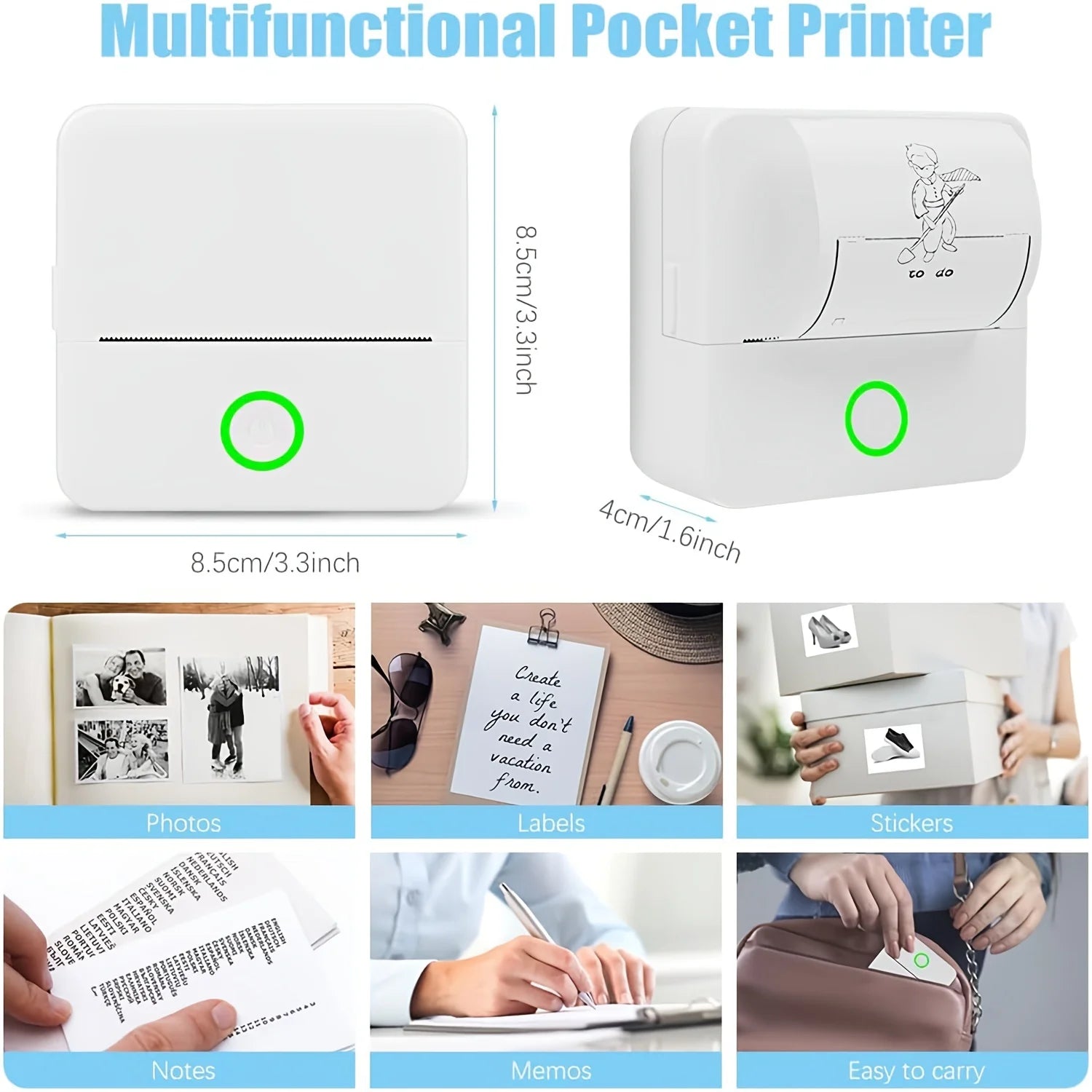Sticker Printer - Model X6 Print Pods Mini Printer, Bluetooth Thermal Sticker Maker with Rolls Paper | Compatible with Iphone
