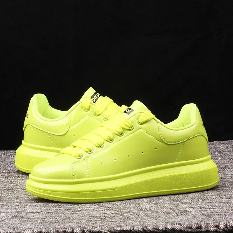 Luxury Men'S Shoes Shiny Patent Leather White Shoes Women'S Couple Models Air Cushion Women'S Skateboard Shoes Sneakers Women