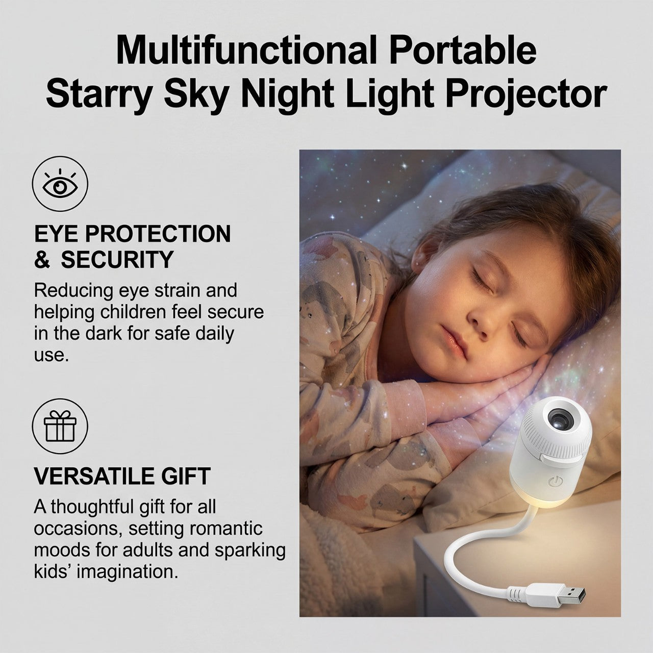 Galaxy Star Projector Night Light – USB Powered Ambient Room Lamp