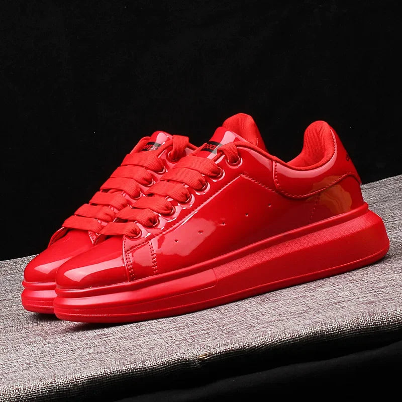 Luxury Men'S Shoes Shiny Patent Leather White Shoes Women'S Couple Models Air Cushion Women'S Skateboard Shoes Sneakers Women